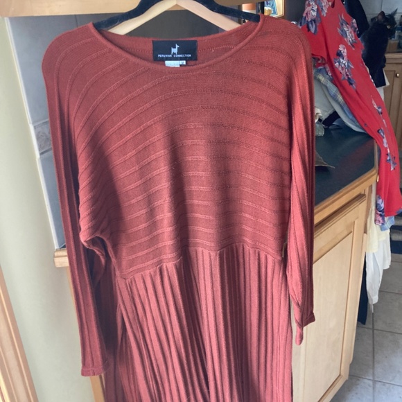 Peruvian Connection Rust Red Tunic/Skirt Set, S - Picture 4 of 5